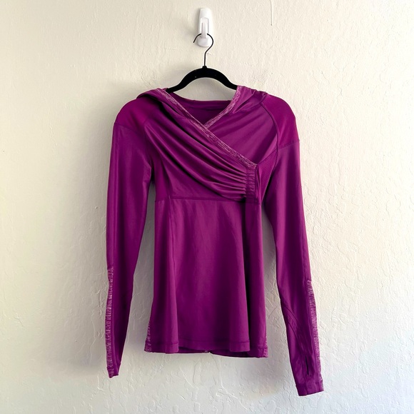 lululemon athletica Tops - Y2K Lululemon Run for Your Life Purple Wrap Hoodie Pony Tail Hole Womens Size 2